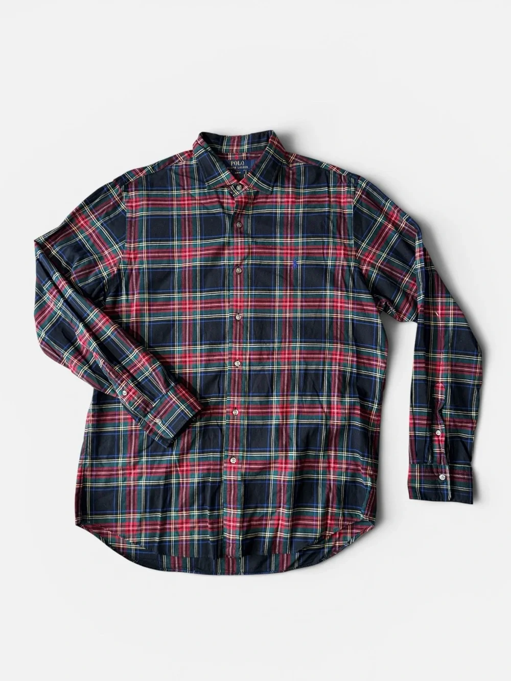 Polo Ralph Lauren mens XL slim fit red blue plaid woven button up casual shirt